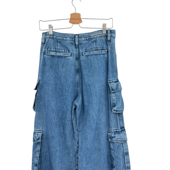 Favorite Daughter The Carly Cargo Jeans Wide Leg High Rise Denim Blue Size 28 - Picture 11 of 16